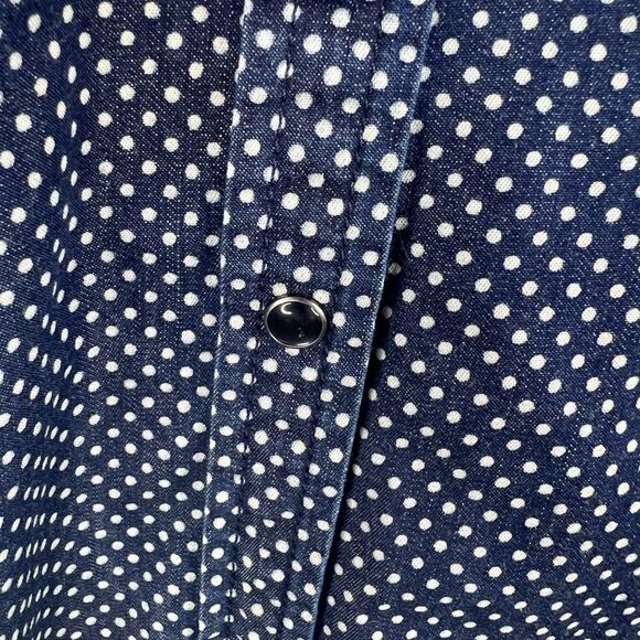 Sz XXL Gap 1969 Denim Polka Dot Snap Closure Button Up Shirt $60 MSRP - Picture 7 of 9